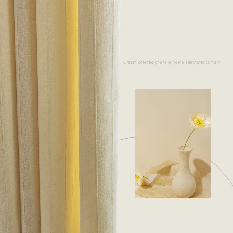 Chenille Cream Curtain Shading Bedroom Ins Style Japanese High-End 2022 New Living Room Curtain Fabric